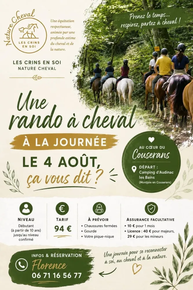 Randonnée à cheval au cœur du Couserans – Une journée nature le 4 août